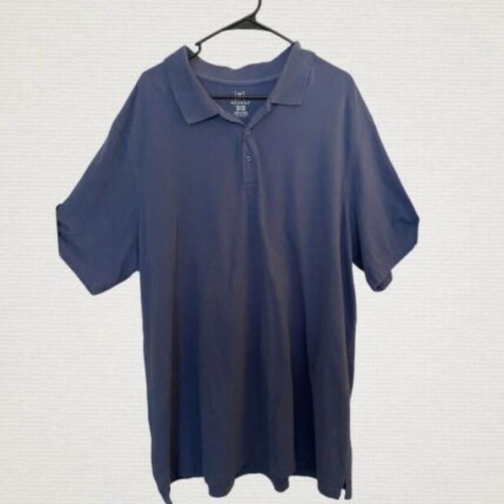 e Polo Shirt Mens Large 3 Button Collared Short Sleeve Blue 3xl